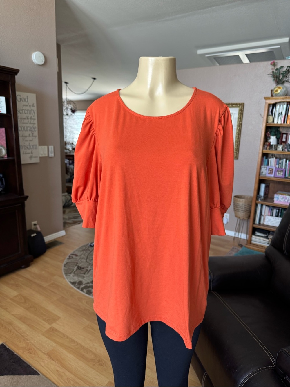 SimpleFun orange short puff sleeves blouse-size 1X